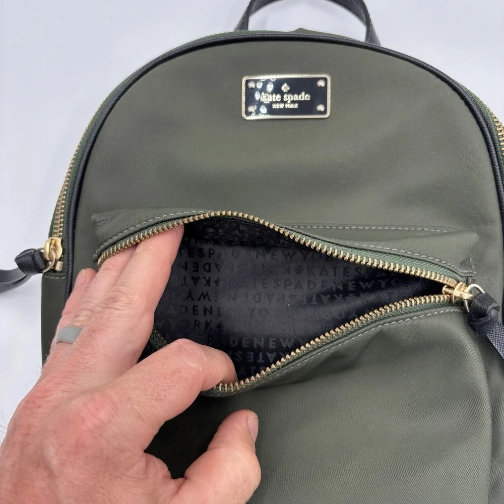 Kate Spade New York Bradley Wilson Road Backpack Small Army Green Nylon‎